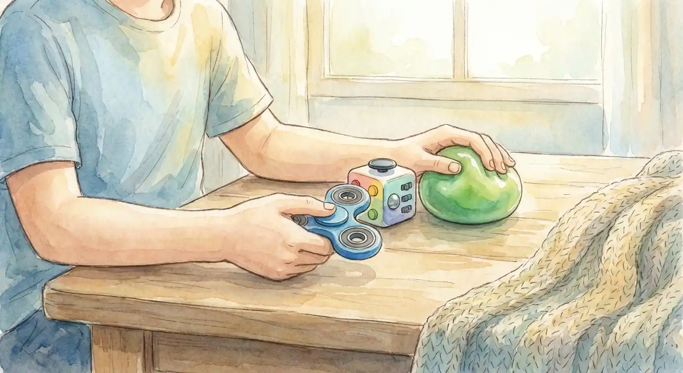 Collection of calming fidget toys for stress relief