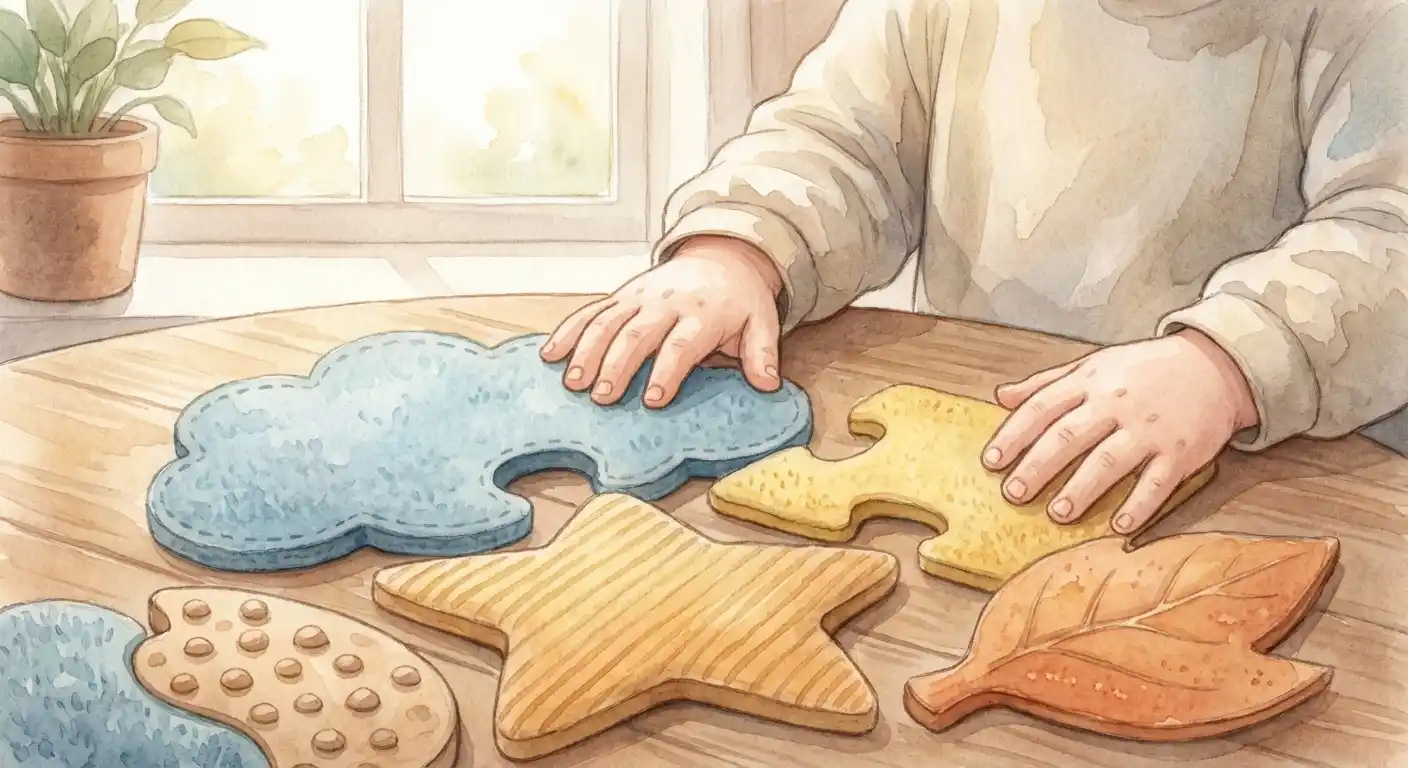 Colorful tactile sensory puzzle pieces with different textures